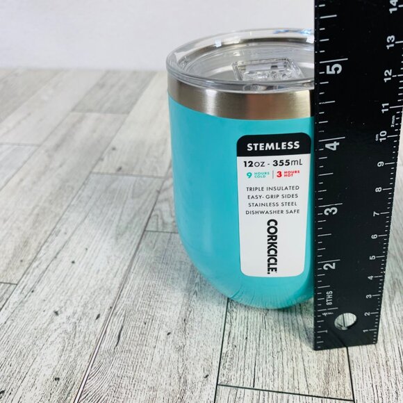 Corkcicle Stemless Wine Glass Tumbler 12 oz Cup Set of 2 Mug Tiffany Blue Lid - Picture 13 of 13